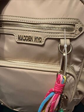 ❤️🧡Madden NYC Beige BACKPACK  Bag with Colorful Tassel🎒